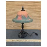 Reverse Painted Shade Lamp 14' tall