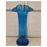 Blue Crackle Glass Vase - 13' tall