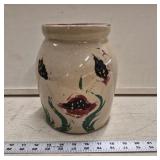 Vtg Painted Stoneware Crock