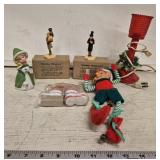 Vtg Christmas Candle Light, Bendy Elf, Toothpick