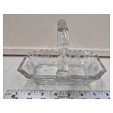 Vtg Etched Glass Basket