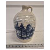 P.R Storie Pottery Jug w Blue Decoration