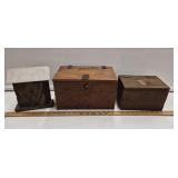 (2) Vtg Handmade Boxes and Leave a Note Box
