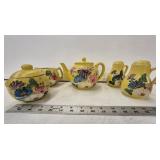 Ransburg Pottery Teapot, Creamer and Sugar Bowl,