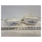 (2) Corning Ware Blue Cornflower Lidded
