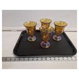 (4) Marigold Carnival Glass Cups