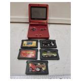 Vtg Gameboy Advanced SP and (5) Games - works, no