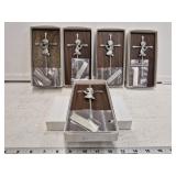 (5) NIB Silver Crosses w Boys/Girls on Plaques