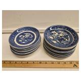 (17) Blue Willow and Saucers and Small Dishes -