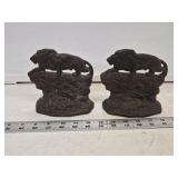 Pair of 1930 Crouching Lion Cast Metal Bookends