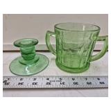 Hazel Atlas Uranium Glass Candlestick Holder and