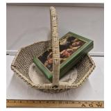 Antique Painted Basket and Decorative Box