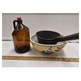 Antique Clorox Bottle, Tin Pan and Ansbur Painted