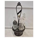 Antique Cruet Set - Silverplate, one missing