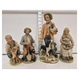 (4) Homco Porcelain Figurines  - Man with Dogs,
