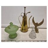 Vintage Green Candy Dish w Lid