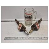 (2) Budweiser Beer Taps and Beer Mug