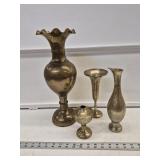 (4) Brass Vases and Pitchers- Including Etched