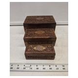 Vintage Hand Carved Wooden Nesting Boxes
