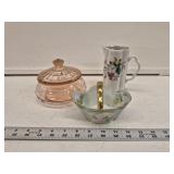 Pink Depression Glass Lidded Dish