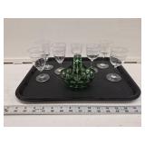 Czech Green Cut Crystal Basket