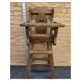 Wooden Doll High Chair w Heart Cut Out