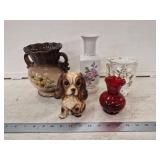 Vintage Glassware- Including Brown Vase w