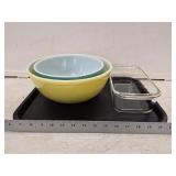 (2) Pyrex Primary Color Bowls- Yellow and Green-