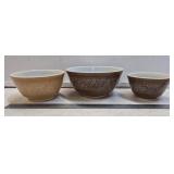 (3) Pyrex Woodland Mixing Bowls- Some Need