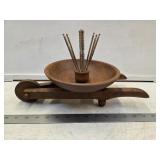 1960s Wood Nut Bowl and Nut Cracker Set