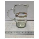 Hand Blown Art Glass Rainbow Pitcher- Has Small