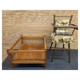 Vtg Doll High-chair and Playpen