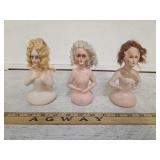 (3) Antique German Boudior Dolls, Paper Mache,