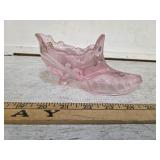 Fenton Pink Shoe with Swans, Hand Painted and