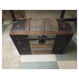 Antique Steamer Trunk w Insert- Leather Handles