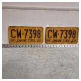 (2) 1962 Y Empire State License Plates