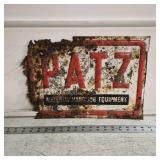 Patz Advertising Sign- As Found- Approx 19x12