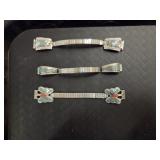 (3) Silver Tone Bracelets w Turquoise and Red