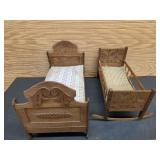 Pair of Vtg Doll Beds with Original Pillows