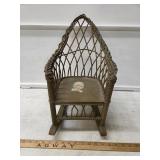 Antique Doll Rocker - Wood and Wicker