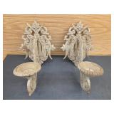 Pair of Cast Iron Candle Holders - 24' x 15' x