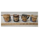 (4) Small Vtg 'Toby' Mugs made in Occupied Japan