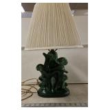 Vtg MCM Deer Table Lamp - Green Drip Glaze