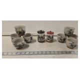 (8) Japanese Cups and Pair of Condiment Pots - 1