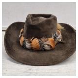 Newport Suede Cowboy Hat w Feathers