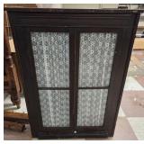 Antique Bookcase w Lace Curtains- One Window Has