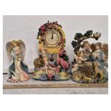 (3) Angel Statues- Including Clock