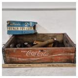Vintage Cocc Cola Crate- As Found, Spools,