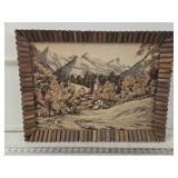 Vtg Tapestry in Folk Art Frame  - 18' x 24'