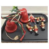 Vtg Christmas Bell Lights and Wooden Soldier